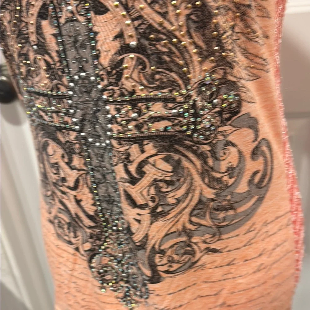 Angels & Diamonds Orange Fitted Graphic Short Sleeve Tee - Picture 4 of 7